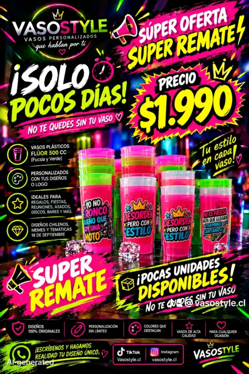 Vasos Reutilizables flour con frases divertidas - 4