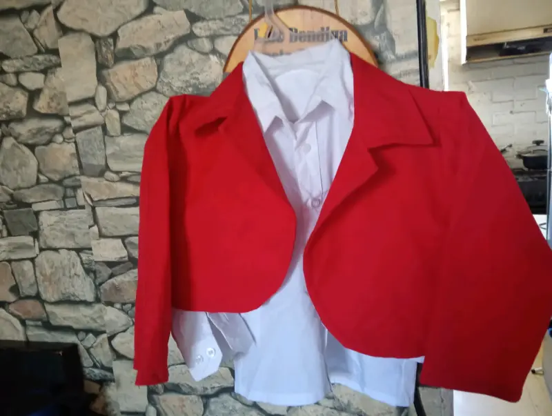 Conjunto Infantil Formal Camisa Blanca y Chaqueta Roja - 2