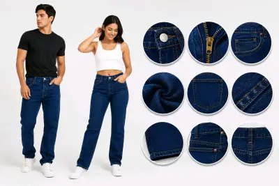 Jeans azul oscuro unisex de mezclilla - miniatura 2