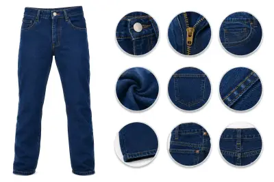 Jeans azul oscuro unisex de mezclilla - miniatura 3
