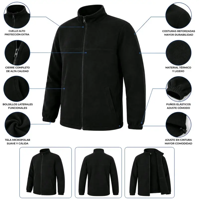 Chaqueta polar negra unisex para trabajo - 2