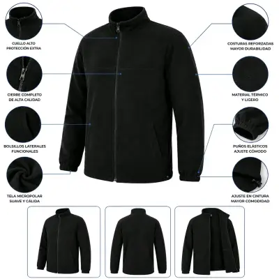 Chaqueta polar negra unisex para trabajo - miniatura 2