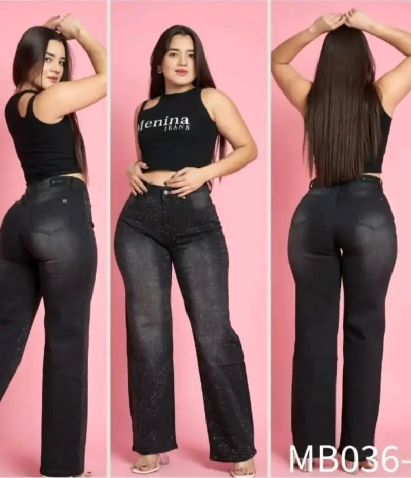 Pantalones de mezclilla negros Menina Jeans para mujer
