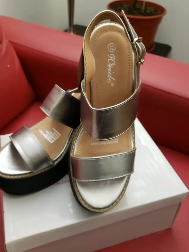 Sandalias plateadas de plataforma para mujer - 3