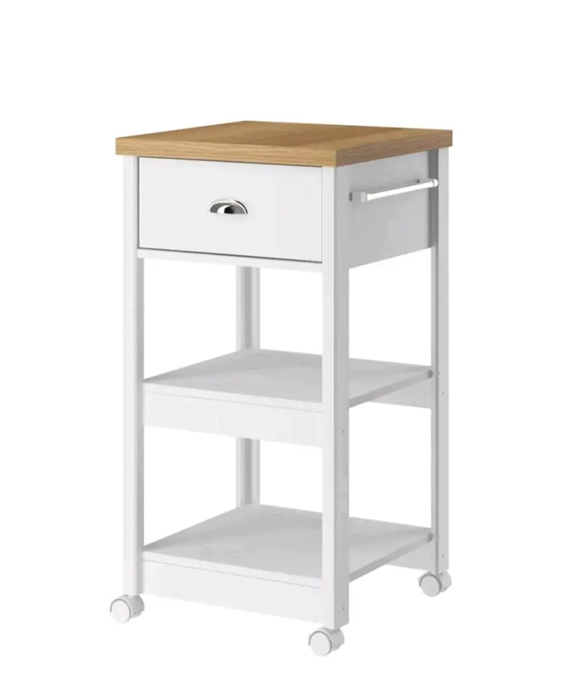 Carro de cocina blanco con ruedas y cajón - 1