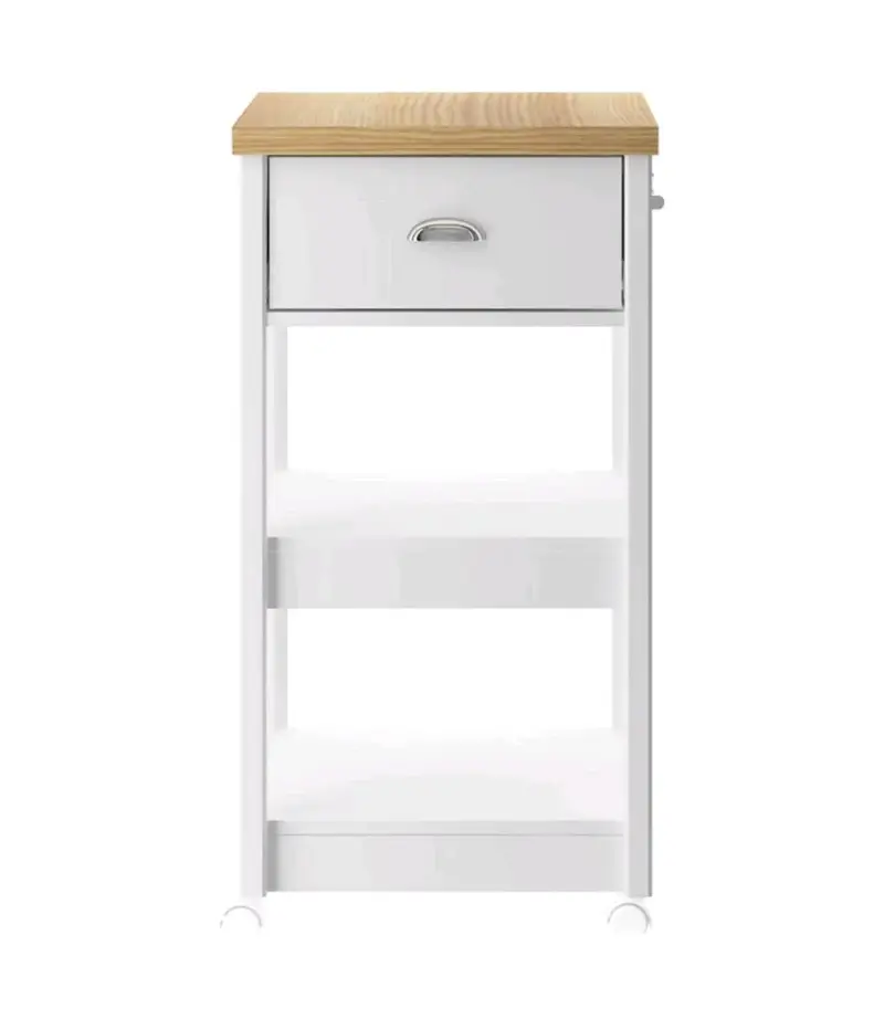 Carro de cocina blanco con ruedas y cajón - 6
