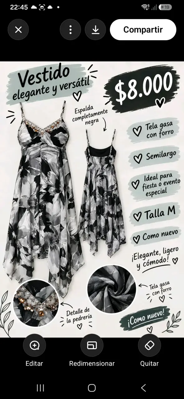 Vestido elegante semilargo con pedrería - 1