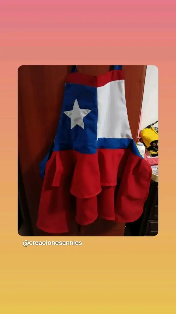 Delantal con diseño de bandera chilena - 1
