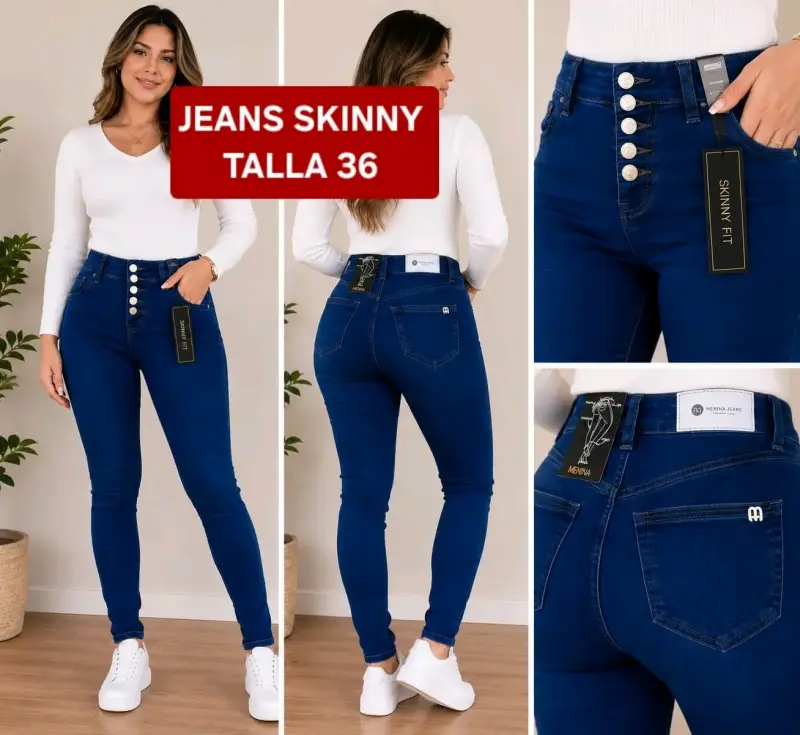 Jeans Skinny Mujer Talla 36 Azul