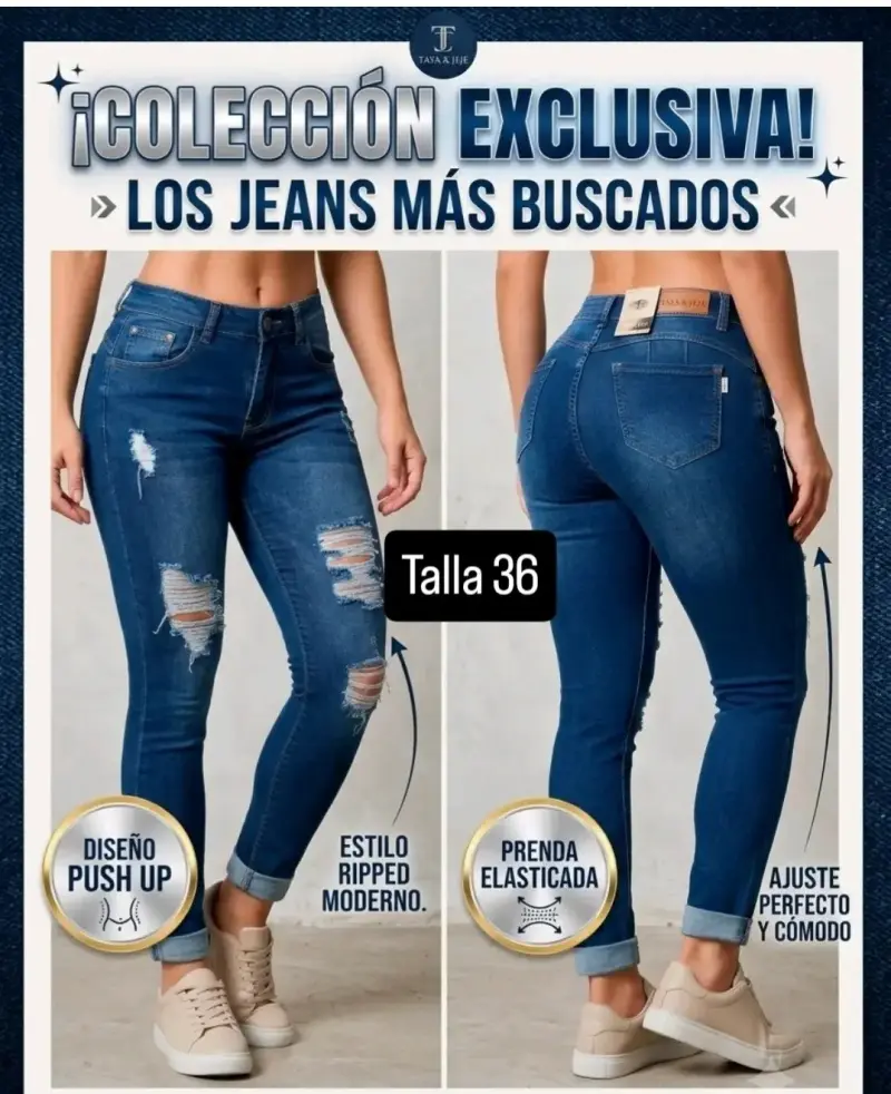 Jeans Mujer Talla 36 Diseño Push Up