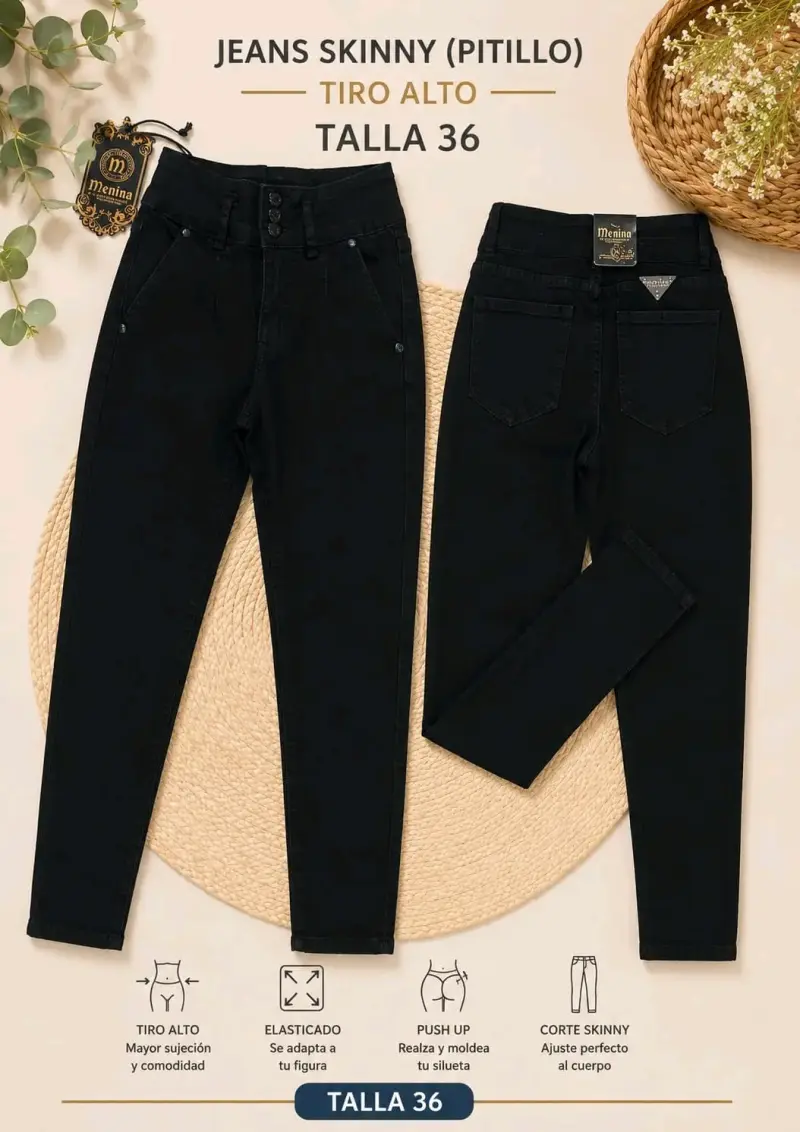 Jeans Skinny Tiro Alto Menina Talla 36