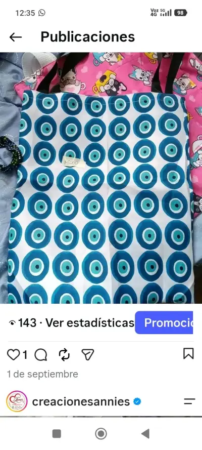 Bolso tote estampado con diseño de círculos - miniatura 1