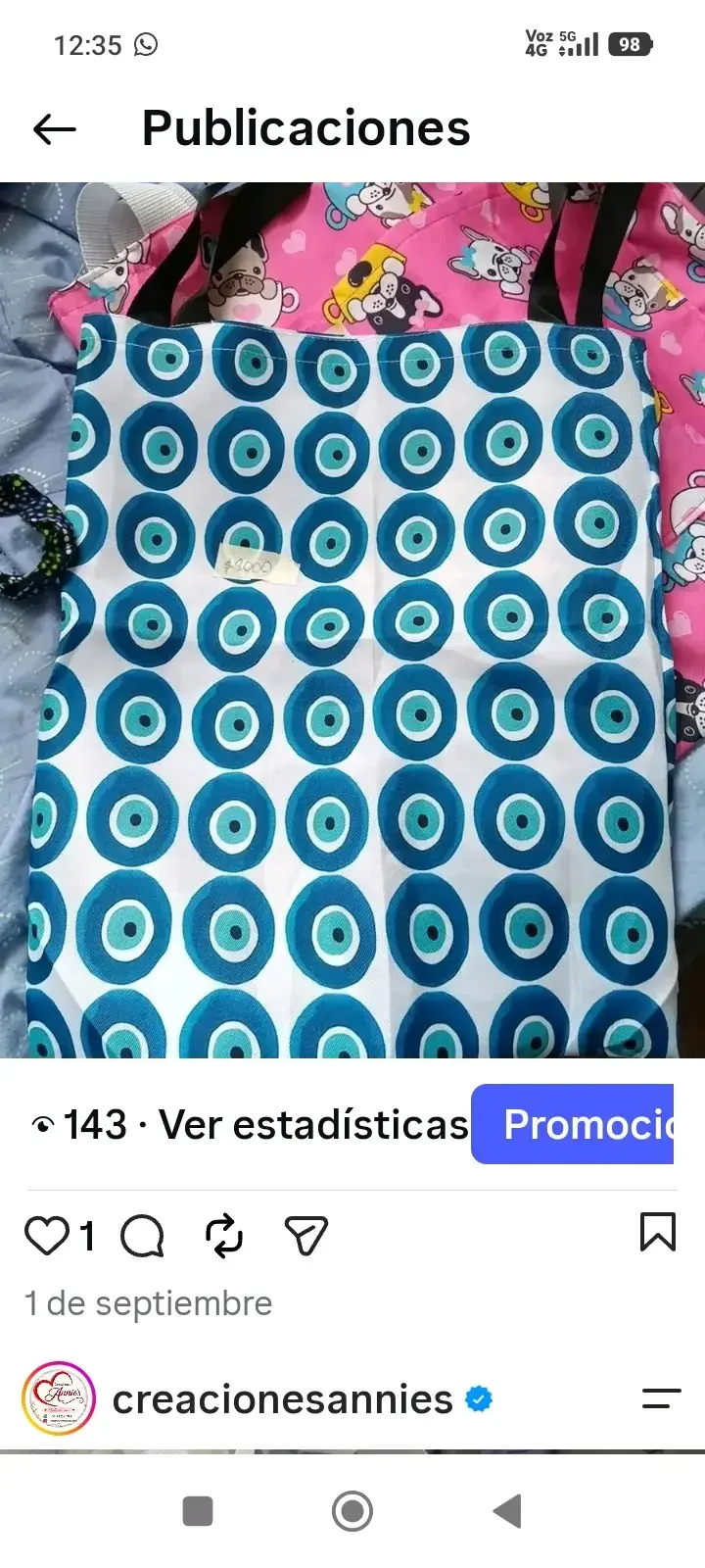 Bolso tote estampado con diseño de círculos - 2