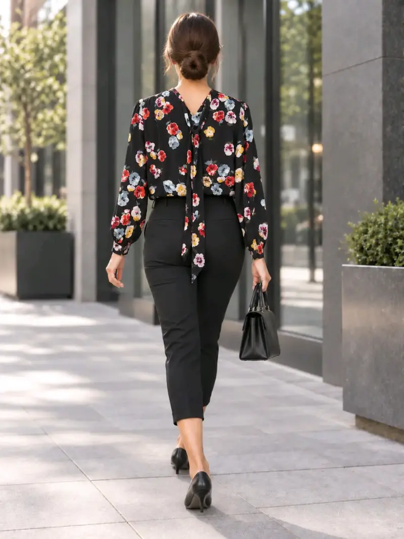 Blusa floral de manga larga para mujer - 3