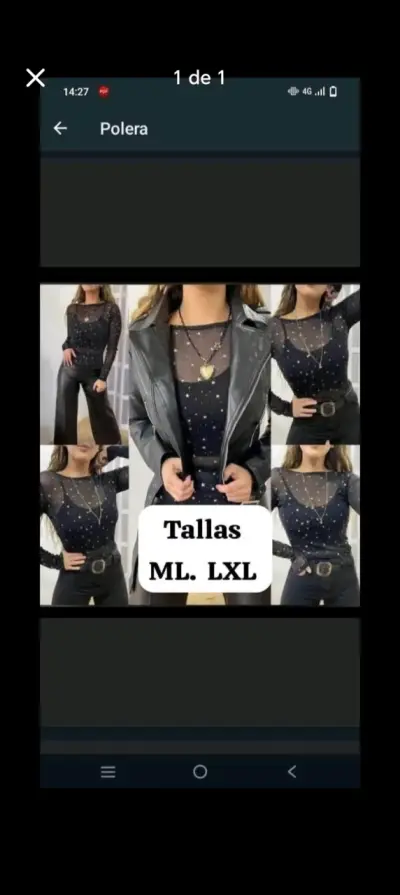 Polera de malla negra con estrellas doradas - miniatura 1