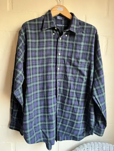 Camisa de franela a cuadros Nautica talla L - miniatura 1