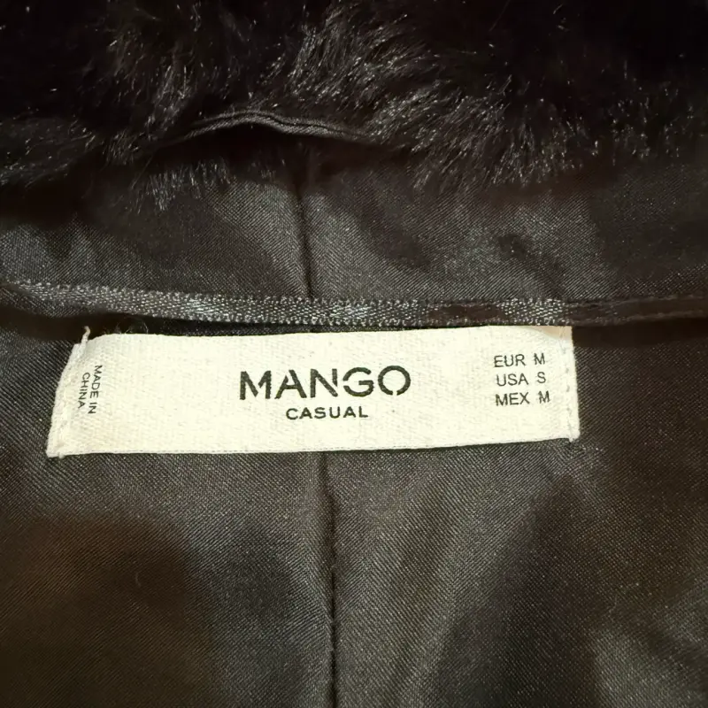 Abrigo peludo negro Mango talla M - 2