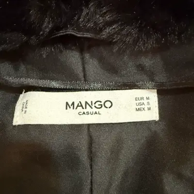 Abrigo peludo negro Mango talla M - miniatura 2