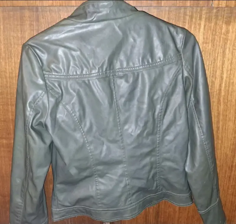 Chaqueta de cuero sintético verde para mujer - 3