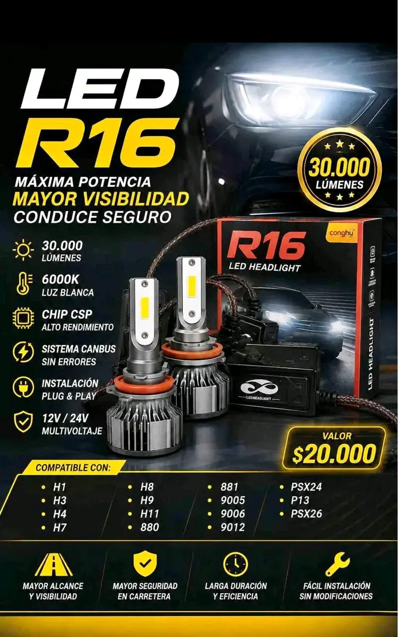 Luces LED Turbo 6000K Alto Rendimiento - 2
