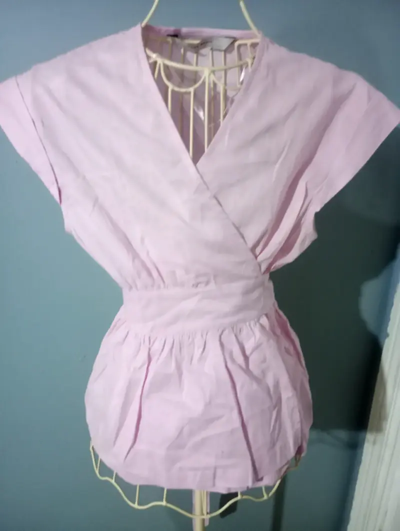 Blusa rosa cruzada Zara Basic - 1