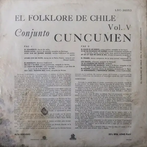 Vinilo El Folklore de Chile Vol. V  Conjunto Cuncu - 2
