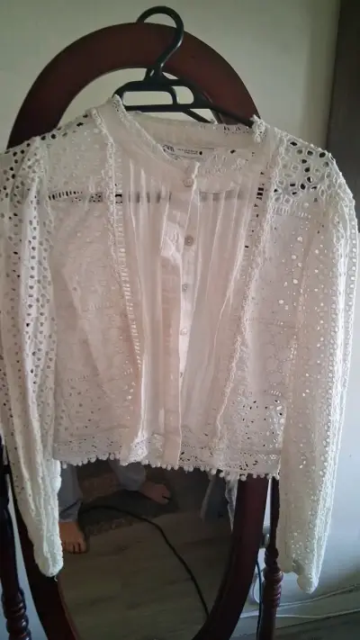 Blusa de encaje blanca Zara - miniatura 1