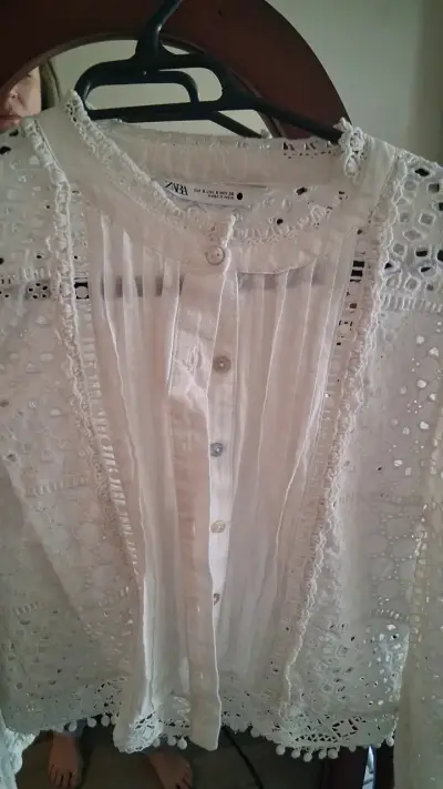 Blusa de encaje blanca Zara - miniatura 2