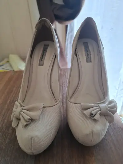 Zapatos de tacón beige con lazo Linara - miniatura 4