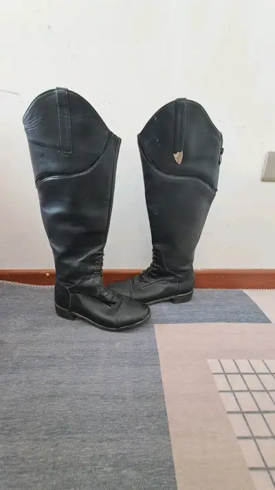 Botas de equitación negras eco-cuero - miniatura 1