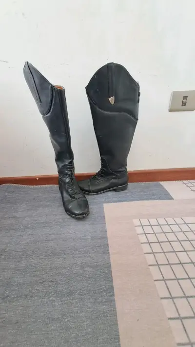 Botas de equitación negras eco-cuero - miniatura 2