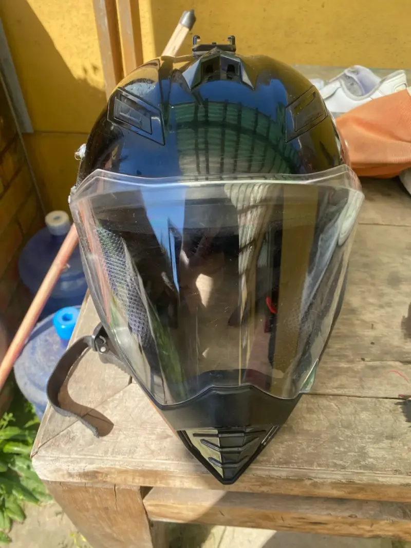 Casco de moto 4RS negro y naranja con visera - 2
