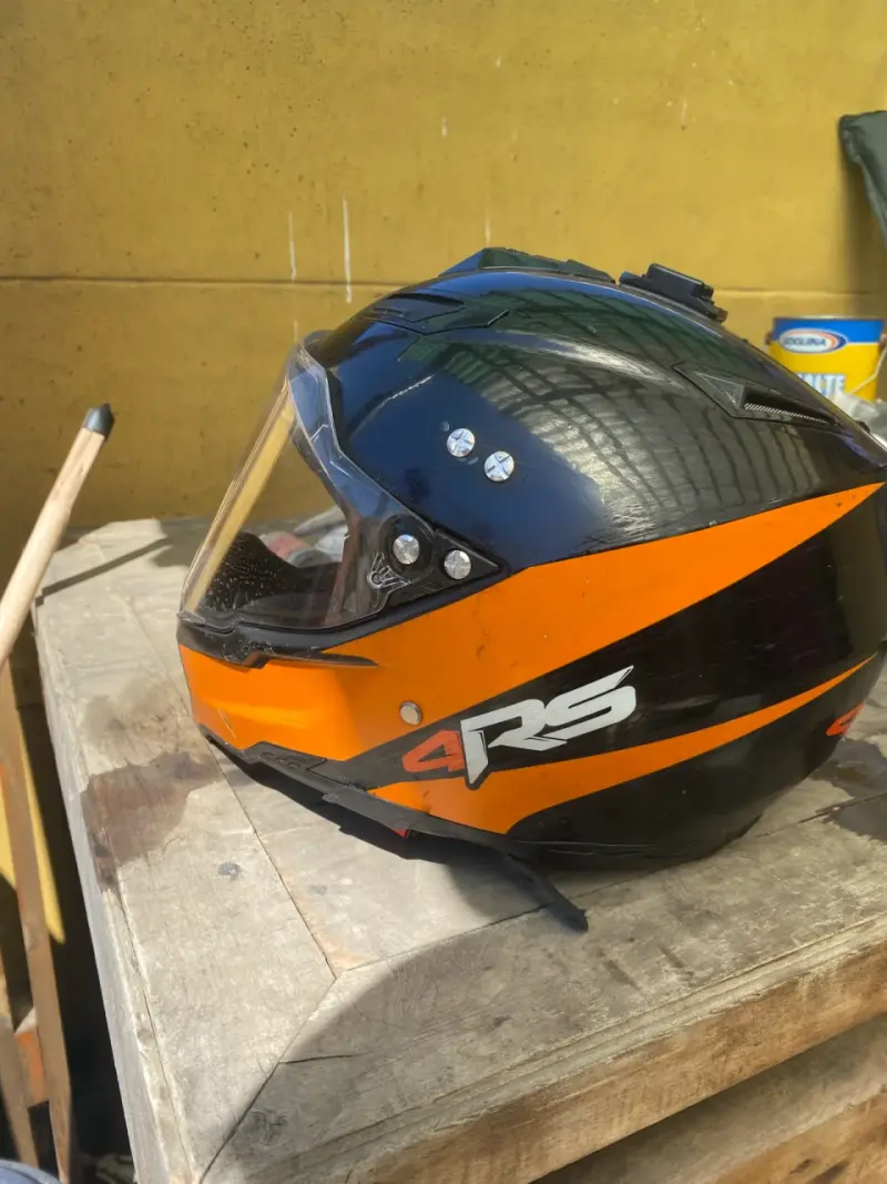 Casco de moto 4RS negro y naranja con visera - 3