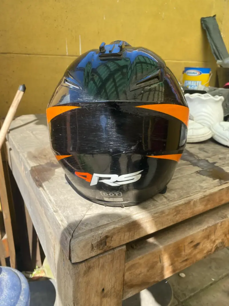 Casco de moto 4RS negro y naranja con visera - 5