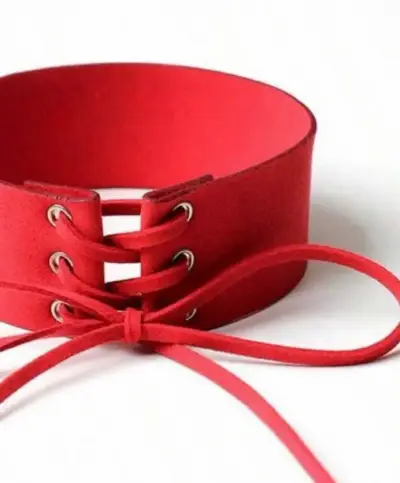 Collar choker rojo con cordones ajustables - miniatura 2