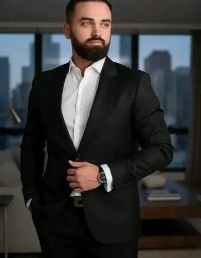 Traje formal negro para hombre talla L - miniatura 1