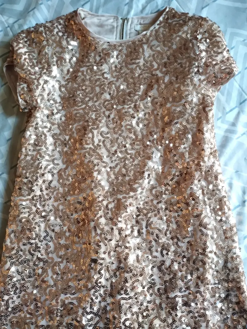 Vestido fiesta, lentejuelas doradas, niña - 2