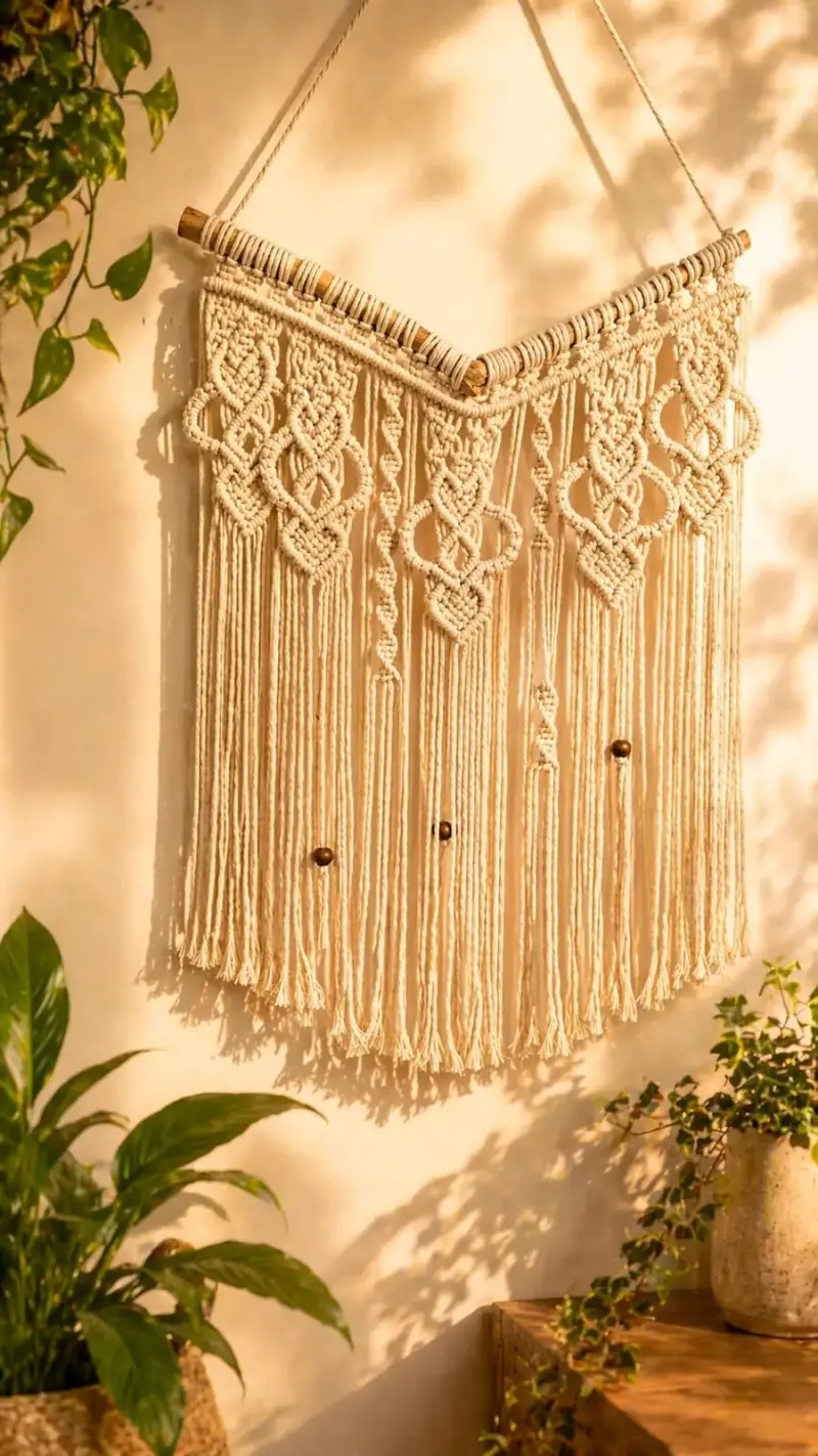 Tapiz de macramé decorativo bohemio