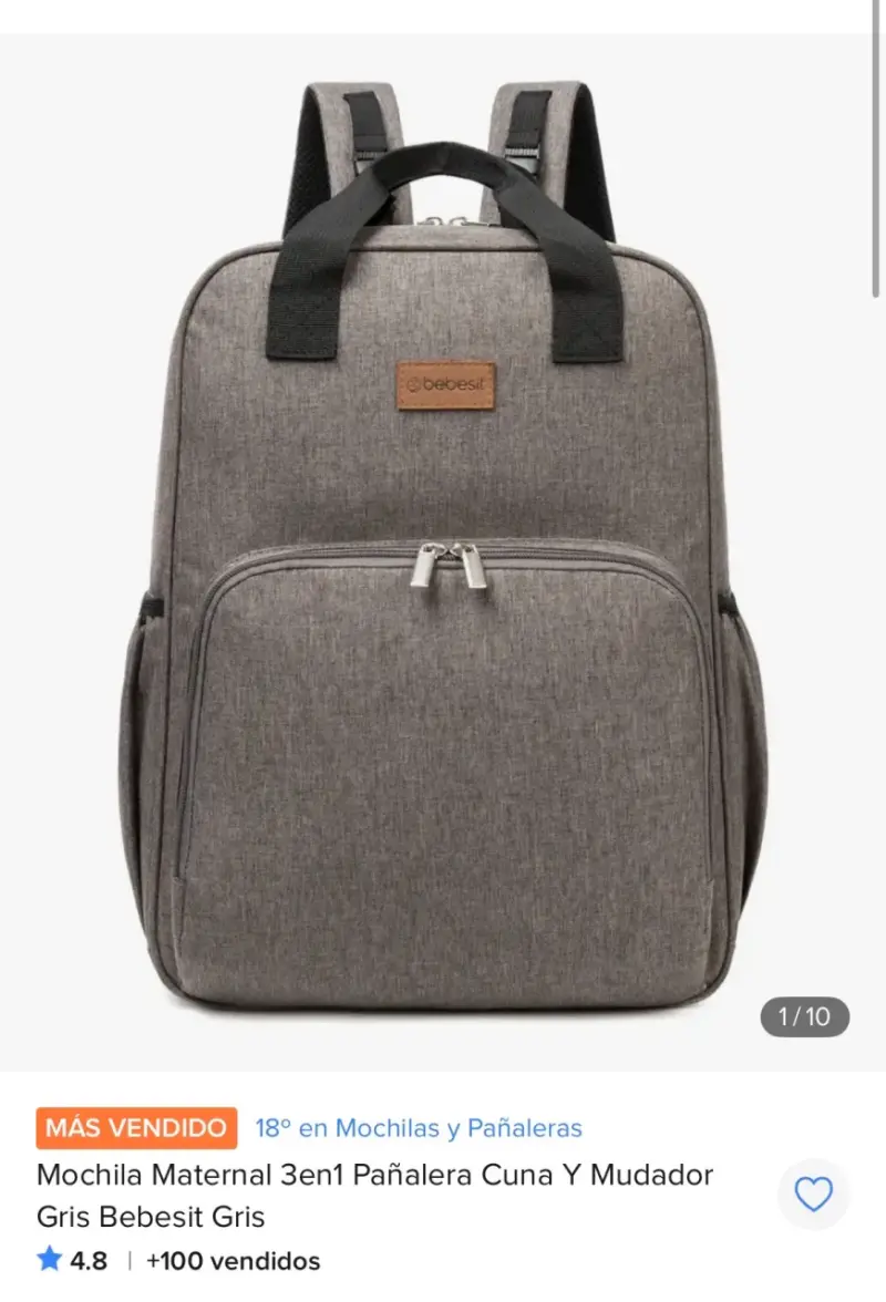 Mochila maternal 3 en 1 Bebesit gris - 1