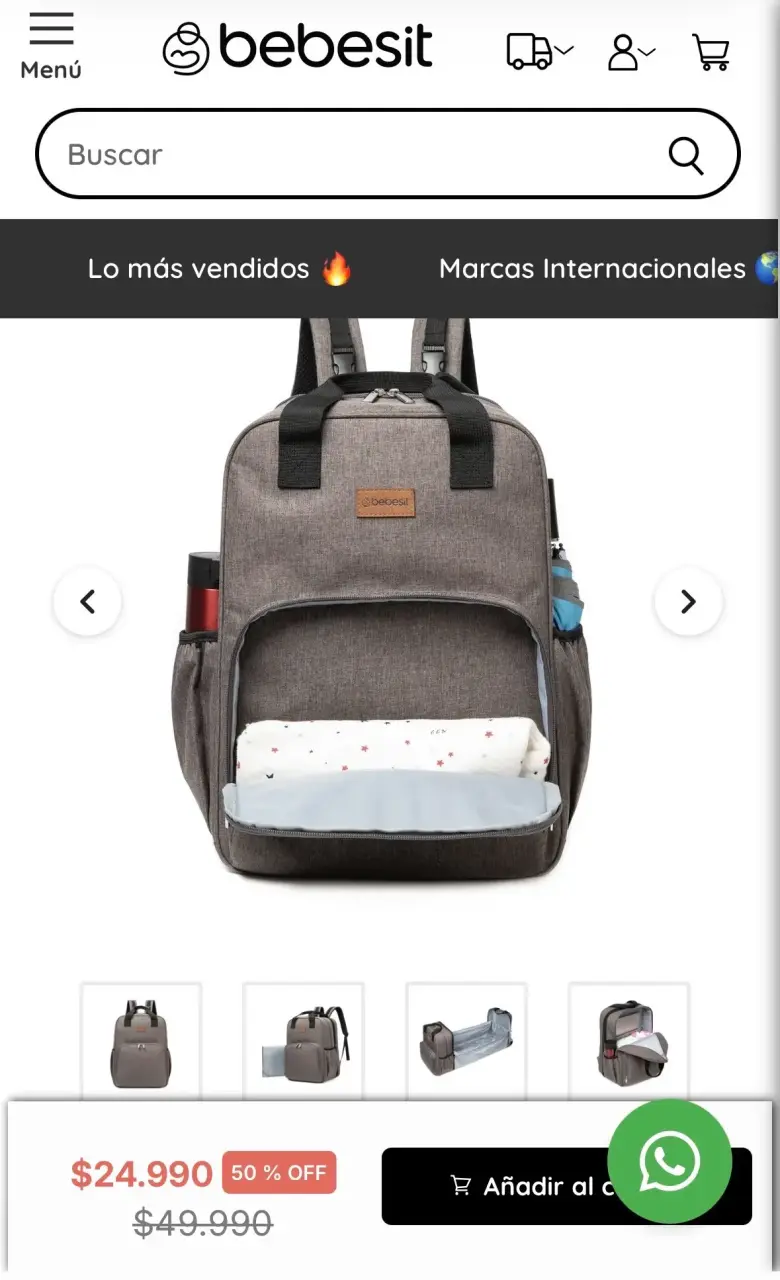 Mochila maternal 3 en 1 Bebesit gris - 6