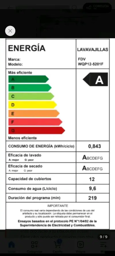 Lavavajillas FDV WQP12-5201F blanco eficiente - miniatura 4