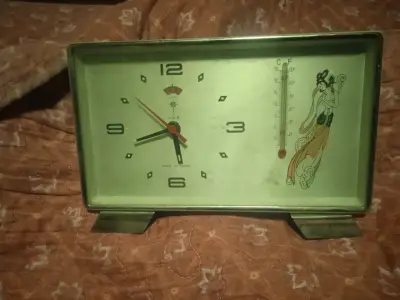 Reloj despertador vintage con termómetro - miniatura 1