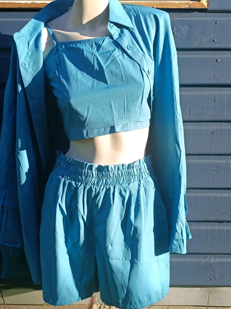 Conjunto de verano azul para mujer - 1