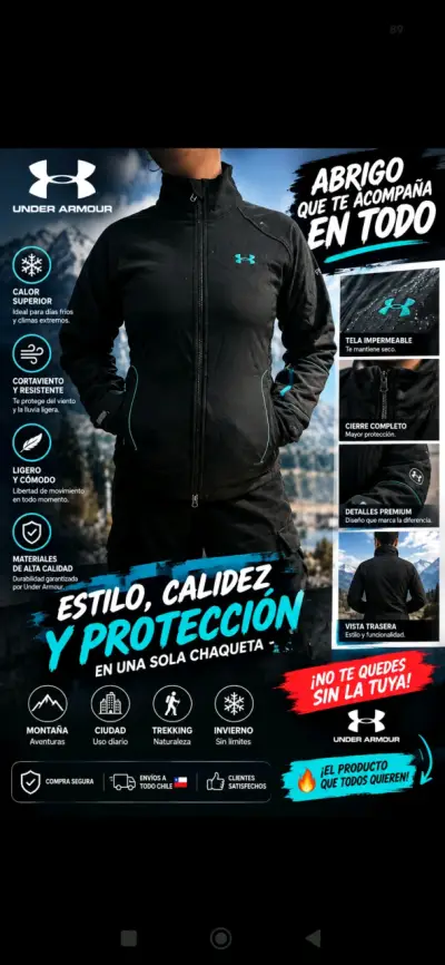 Chaqueta impermeable negra Under Armour - miniatura 1