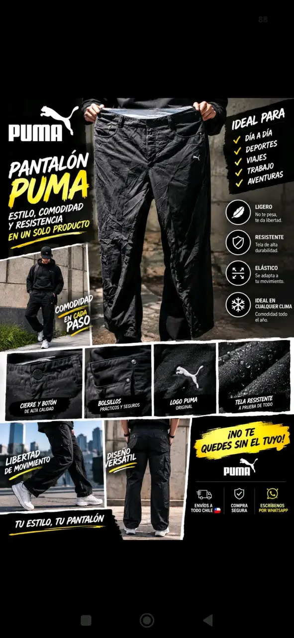 Pantalón Deportivo Negro Puma para Hombre - 2