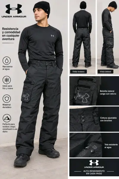 Pantalones de nieve impermeables Under Armour negros - miniatura 2