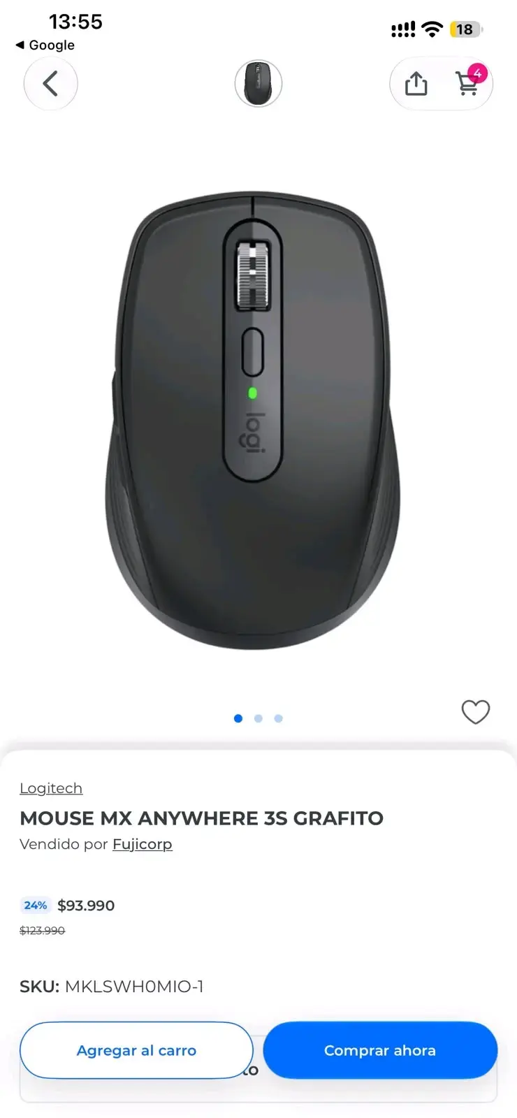 Mouse inalámbrico Logitech MX Anywhere 3S grafito - 1
