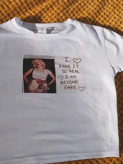 Polera Blanca Estampada Talla S - miniatura 1