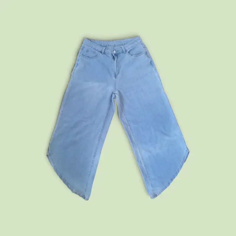 Jeans anchos de mezclilla azul claro