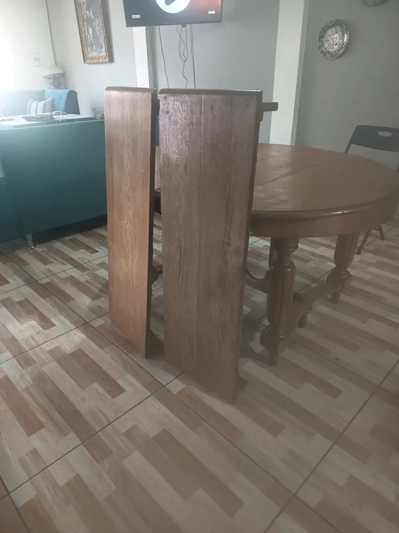 Mesa de comedor de roble extensible - 4